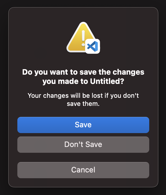 Save changes dialog with keyboard navigation disabled